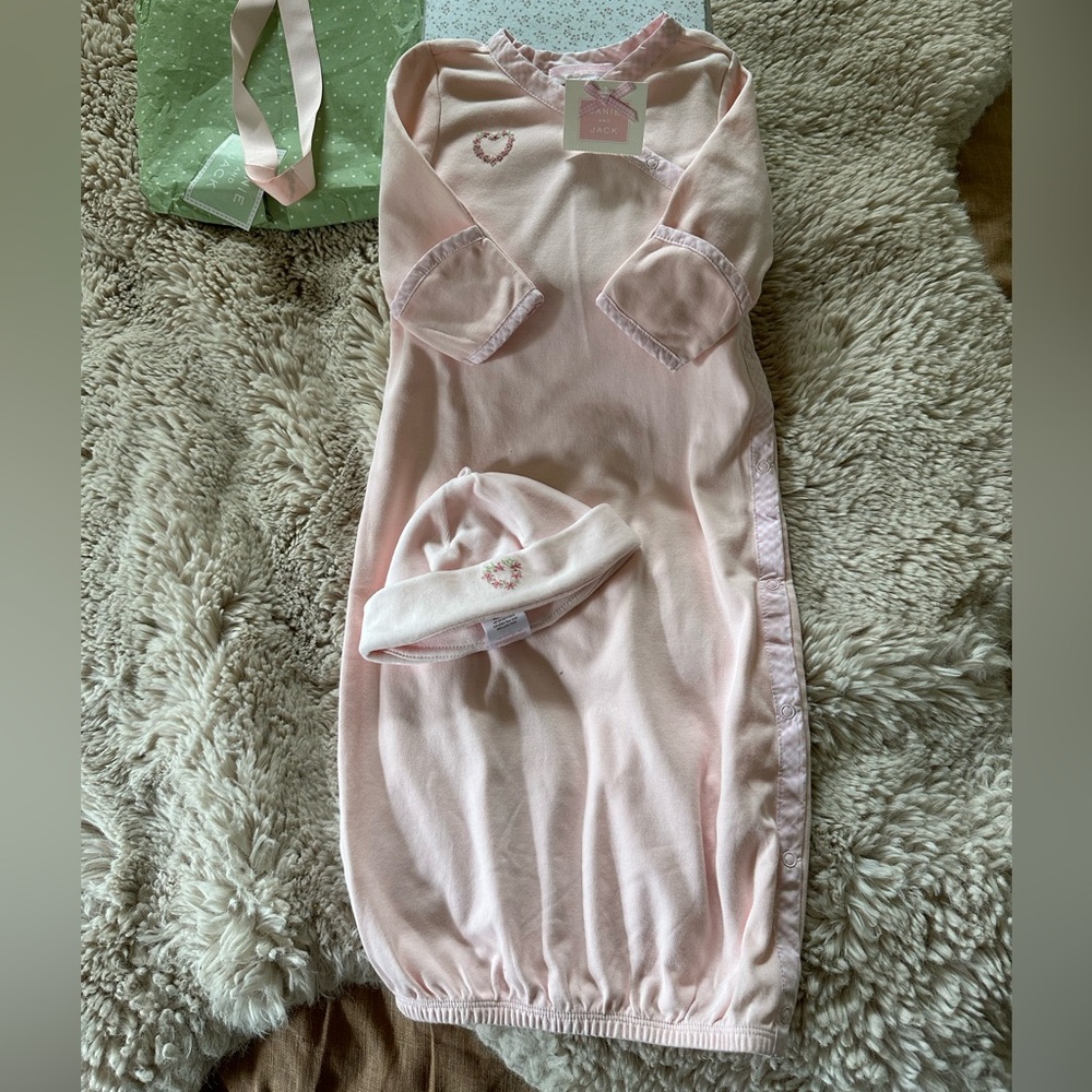 Janie and Jack pink layette outfit with hat 3-6 months. New No box /wrapping